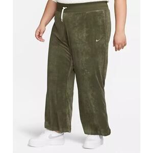 Nike Sportswear Women's Terry Pants Plus Size 2X High Rise Wide-Leg Green Lounge